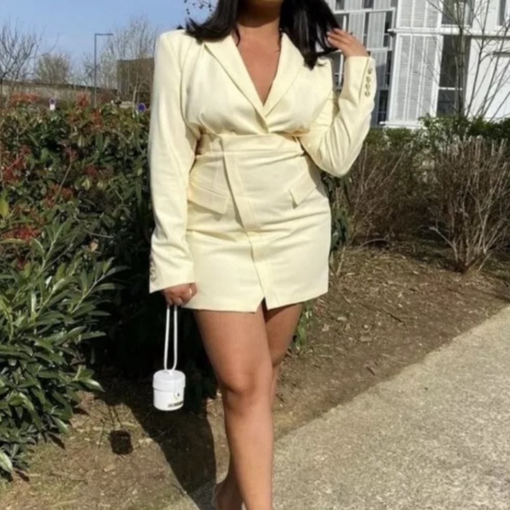 Zara Blogger Blazer Dress Yellow  Size XL NWOT
